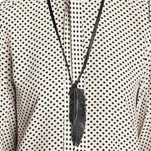 Coach X BLITZ STUD LEATHER FEATHER NECKLACE
